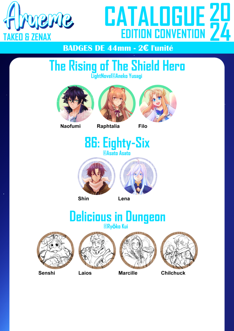 Badges 44mm - The rising of the shield hero 86 eighty six Donjons et glouton